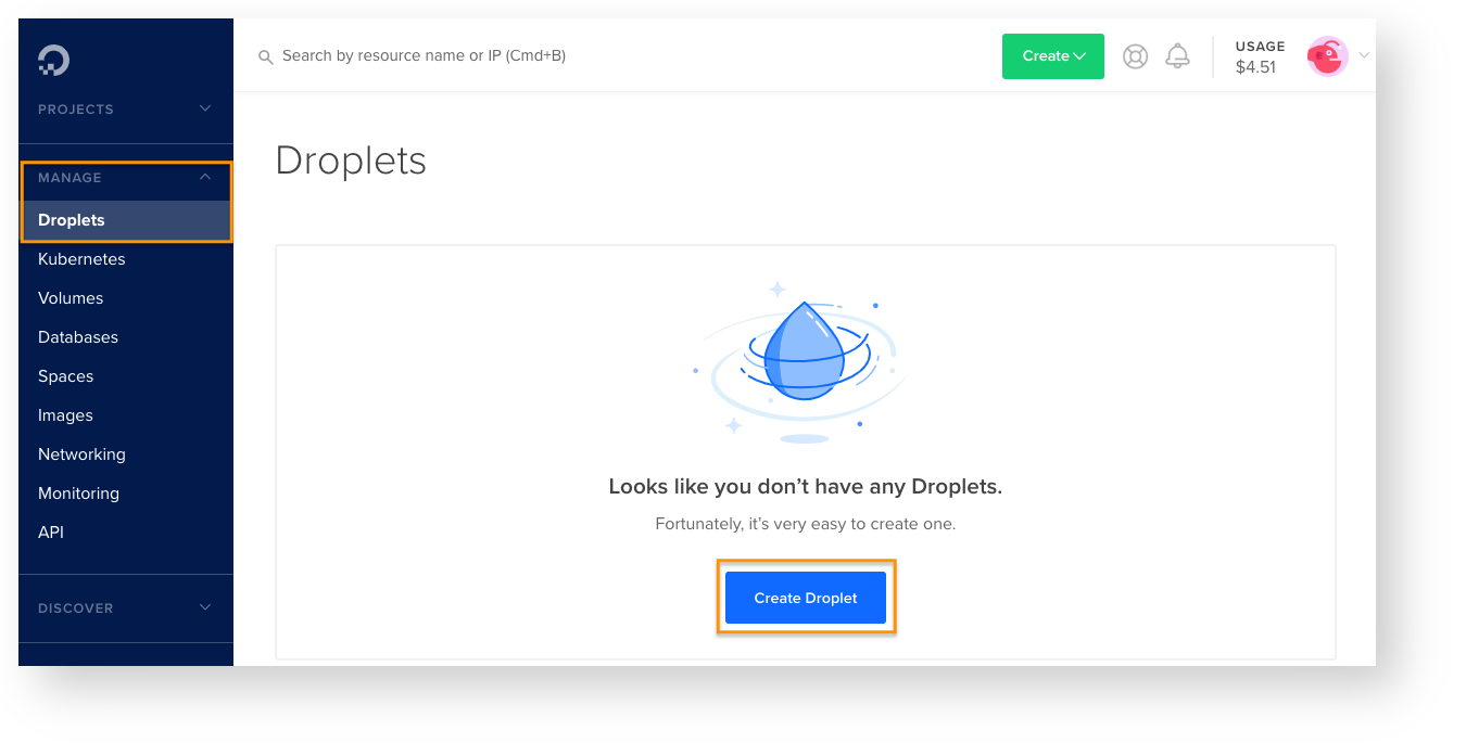DigitalOcean - Create Droplet
