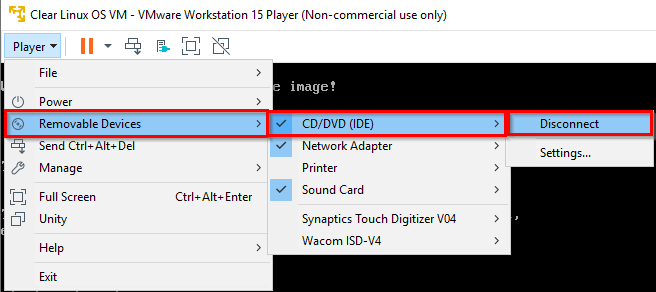VMware Workstation Player - Edit CD/DVD settings